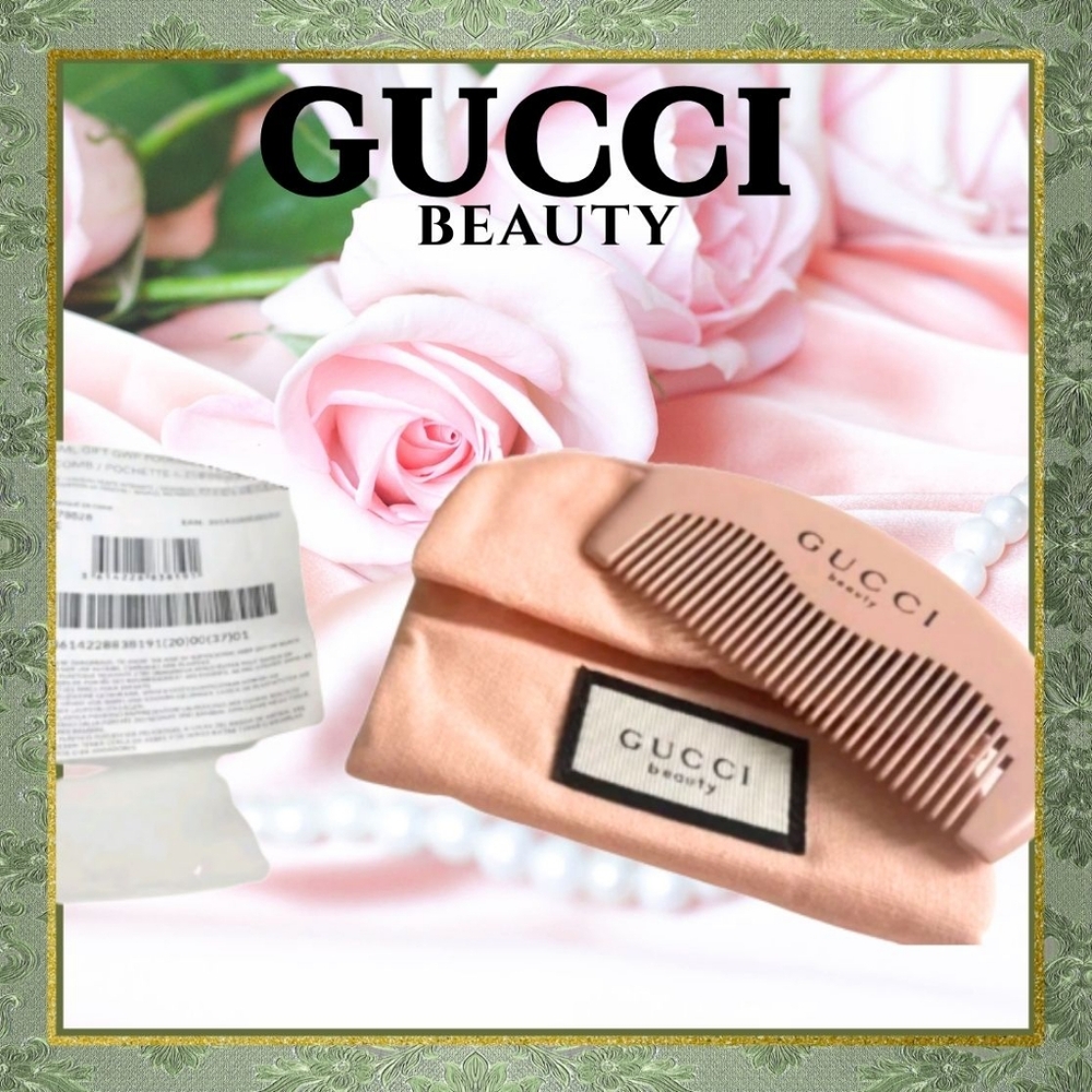 Gucci Beauty Pink Beauty Comb & Floral Pouch Perfect Pet Comb To Carry 3½" x 2" - Picture 2 of 4